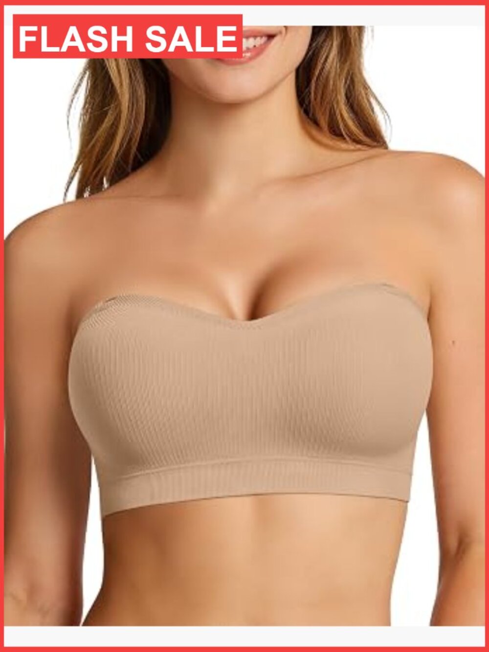 Push Up Strapless Bandeau Bra Wireless Seamless Plus Size Non Slip Supportive